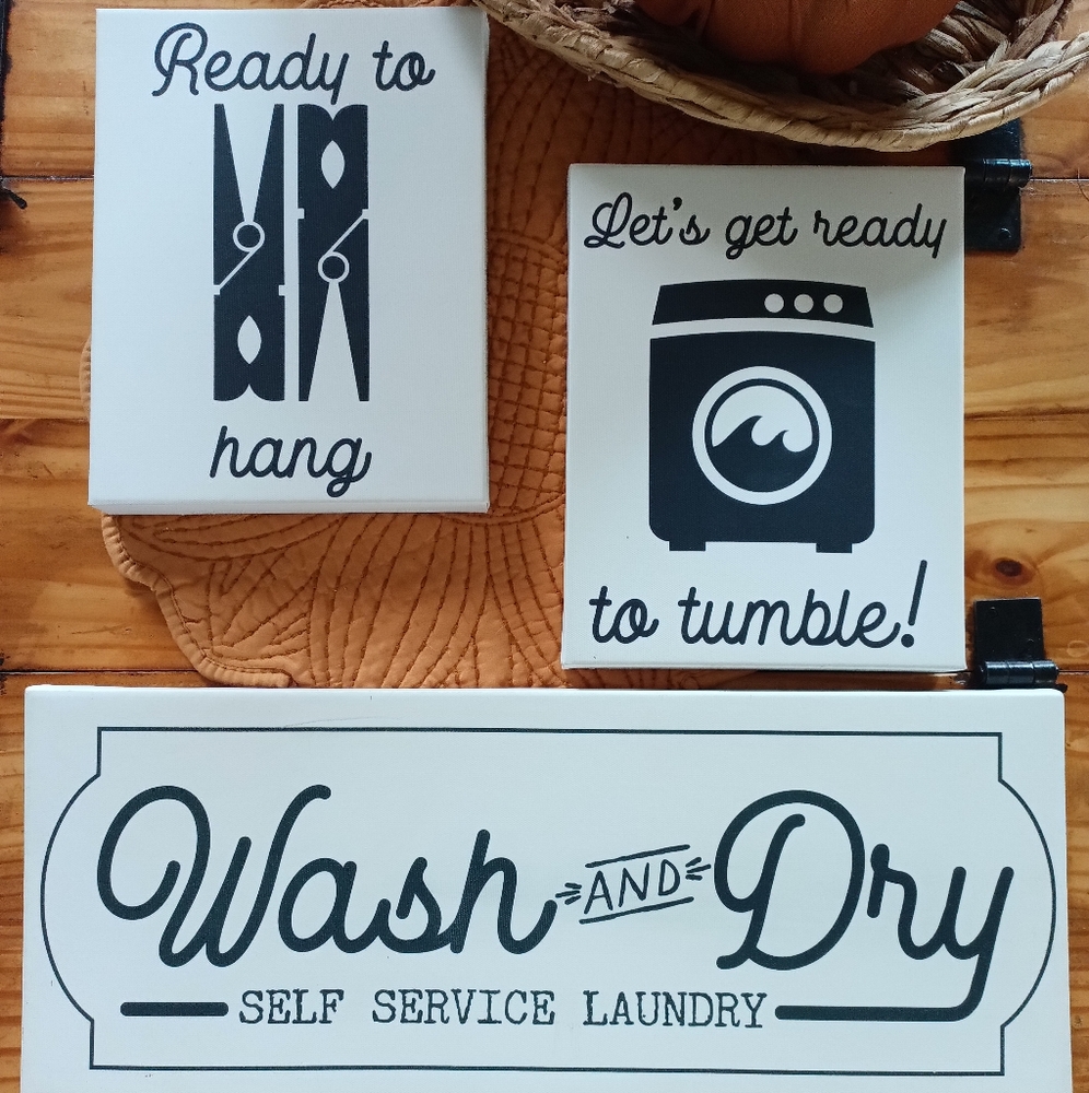Canvas laundry art signs